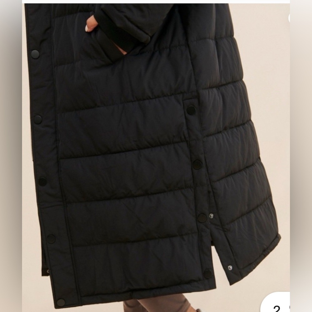 Free People & Universal Standard Black Long Quilted Puffer Coat with Hood - Picture 4 of 7